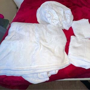 Plush Queen size bed set sheets & pillowcases